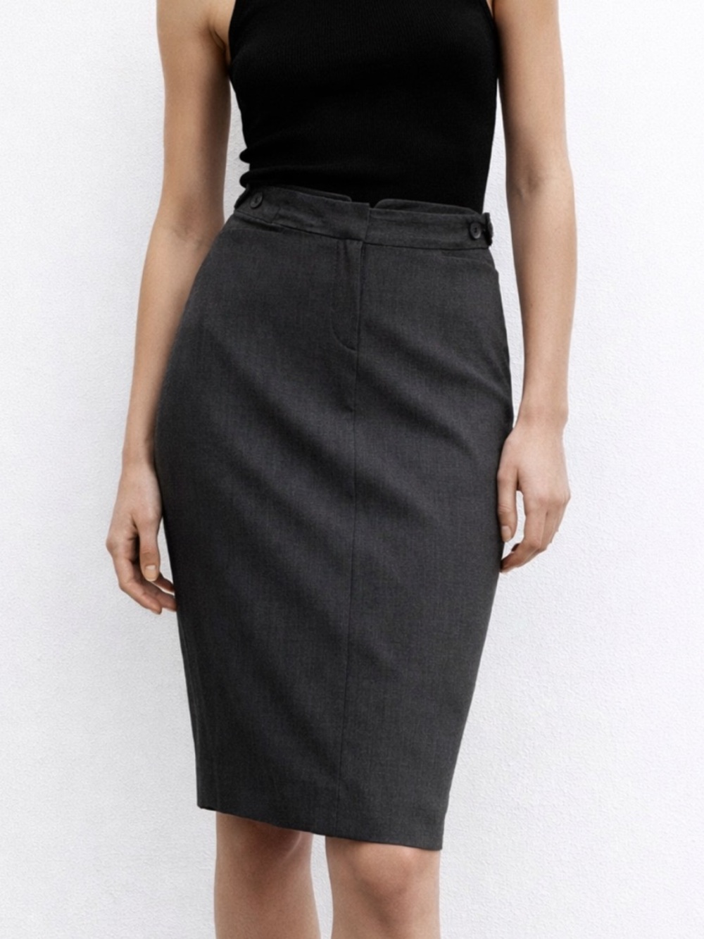 Norma Kamali Emma Skirt in Charcoal Grey